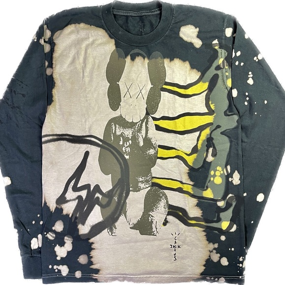 Cactus Jack by Travis Scott X KAWS FRAGMENT Long Sleeve Tie-dye Tee Size S - Picture 1 of 4